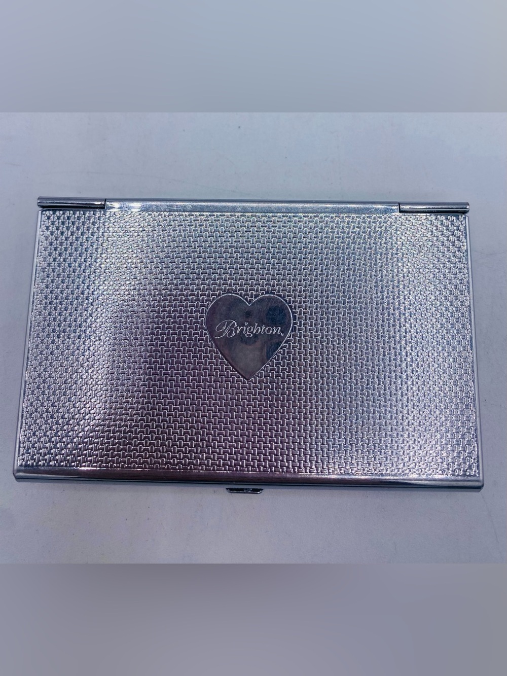 Brighton Tapestry Card Case Mother Of Pearl Etched Silver Plated Tiny Crystals - Picture 4 of 11